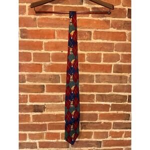 Beans McGee Golf Argyle Tie Men's Silk Red Blue Green USA